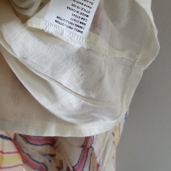 SOLITAIRE | Striped Midi Dress Hi-lo Ruffled Hem Sleeveless Ivory Red Blue Sz L - Picture 5 of 6